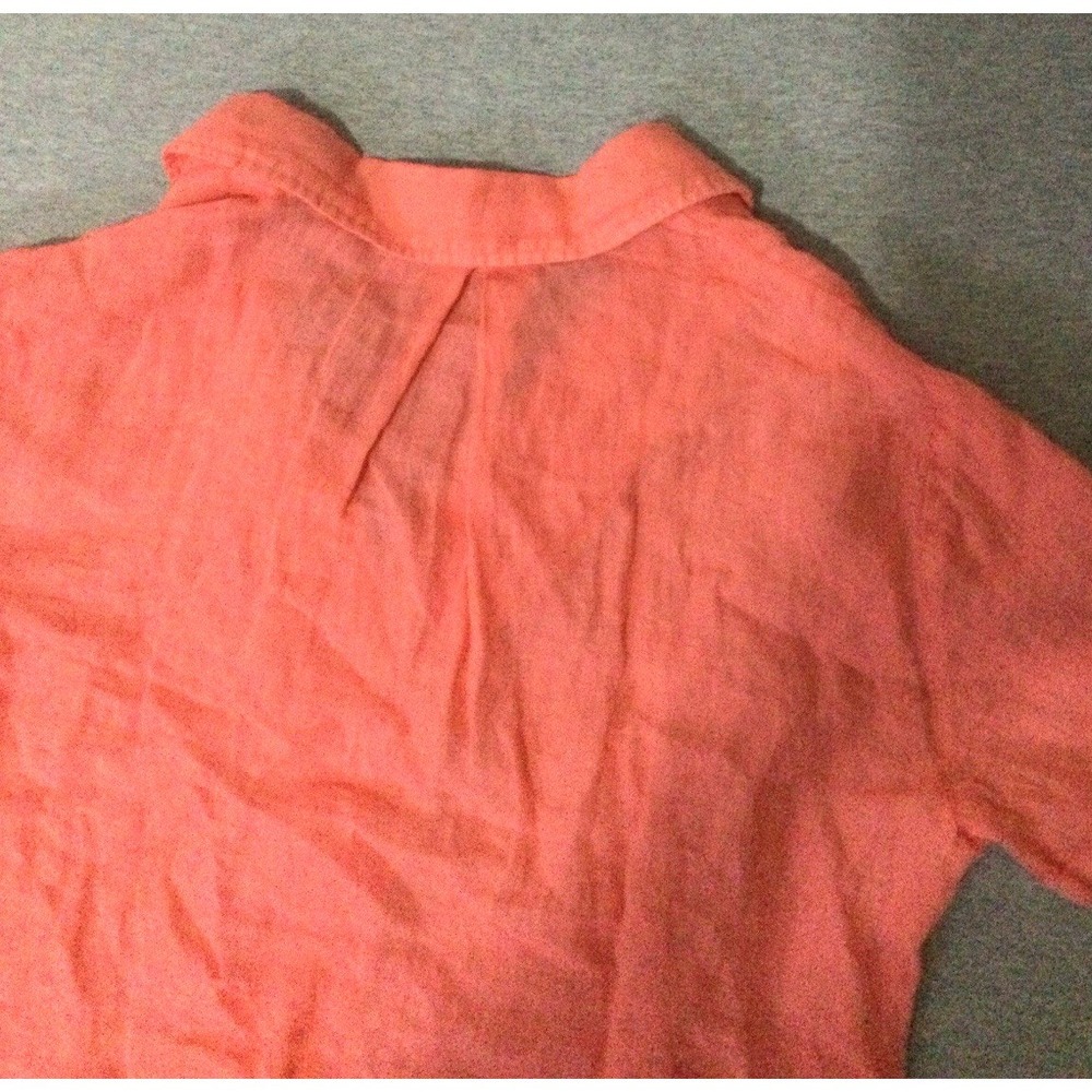 Bella Dahl Womens cropped Shirt Sz S orange Linen Button Front - Picture 8 of 11